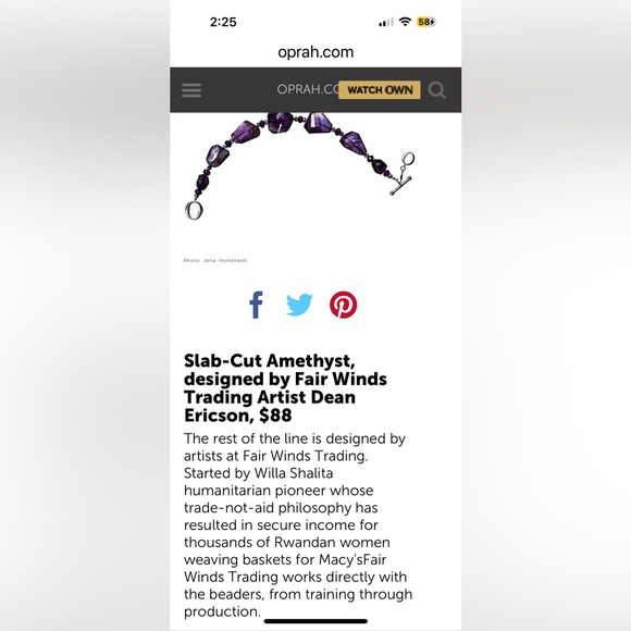 Rare -NWOT Oprah's "The O Bracelet Project" Amethyst Bracelet Handmade in Rwanda - Picture 10 of 11